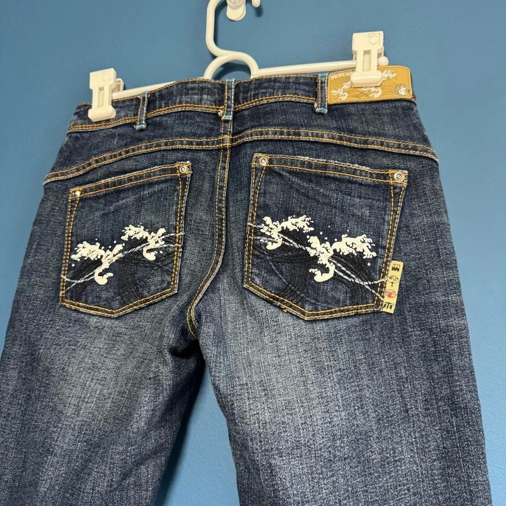 Y2K Long Jorts Women's Size 3 Denim Low Rise Fray Bermuda Beach Bunni Jean Short